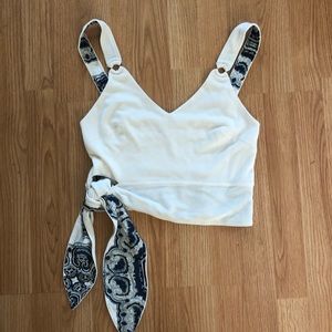 Free People Paisley Top, White, Size S
